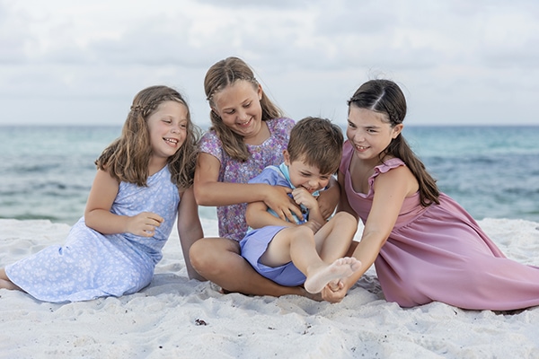 family photoshoot on the beach in navarre